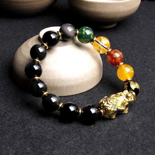 Color-Changing Pixiu Obsidian Wealth Bracelet
