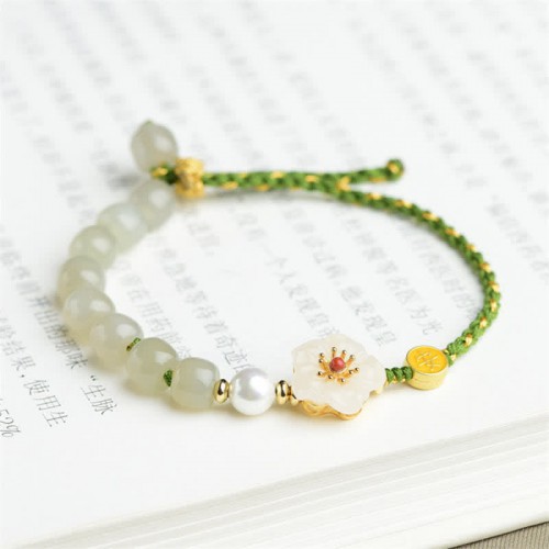 Hetian Jade Peach Blossom Luck Bracelet Hetian Jade Peach Blossom Luck Bracelet
