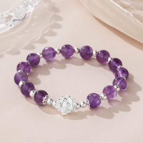 925 Silver Amethyst Lotus Spiritual Bracelet 925 Silver Amethyst Lotus Spiritual Bracelet