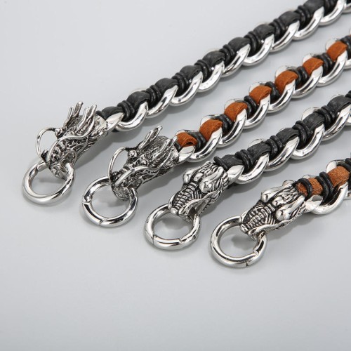 Dragon Leather Titanium Steel Luck Braided Bracelet Dragon Leather Titanium Steel Luck Braided Bracelet