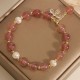 Strawberry Quartz Pearl Zircon Honeybee Positive Charm Bracelet
