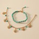 2Pcs Turquoise Stone Flower Protection Bracelet 2Pcs Turquoise Stone Flower Protection Bracelet