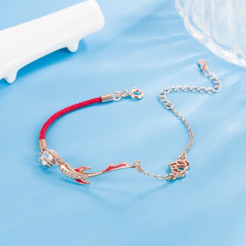925 Silver Koi Fish Lotus Star Red String Bracelet 925 Silver Koi Fish Lotus Star Red String Bracelet