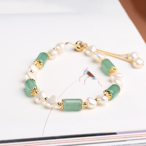 Green Aventurine Pearl Pink Crystal Luck Bracelet Green Aventurine Pearl Pink Crystal Luck Bracelet