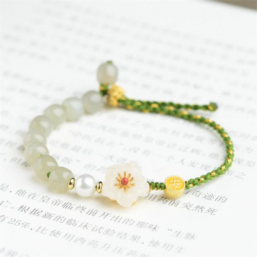 Hetian Jade Peach Blossom Luck Bracelet Hetian Jade Peach Blossom Luck Bracelet