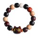 Ebony Wood Cat Engraved Protection Bracelet