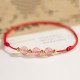 Strawberry Crystal Beads Luck Red String Anklet