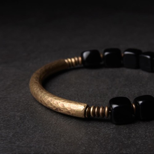 Obsidian Crystal Copper Strength Couple Bracelet