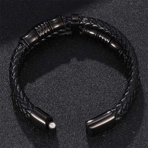 Layered Leather Weave Fortune Bracelet Layered Leather Weave Fortune Bracelet