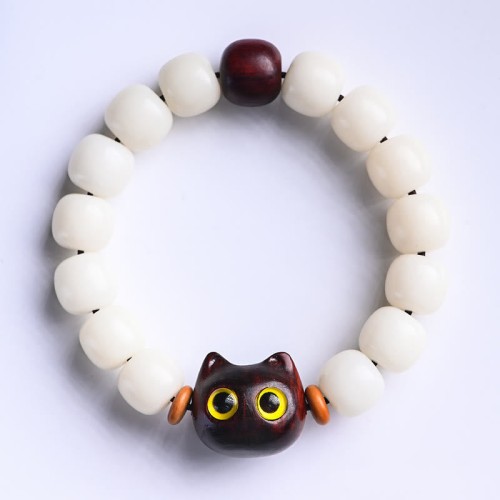 Bodhi Seed Sandalwood Lucky Cat Wisdom Bracelet
