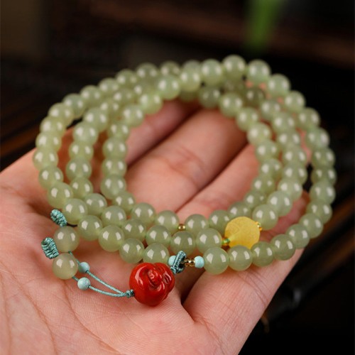 Jade Red Agate Amber Laughing Buddha Bracelet Jade Red Agate Amber Laughing Buddha Bracelet