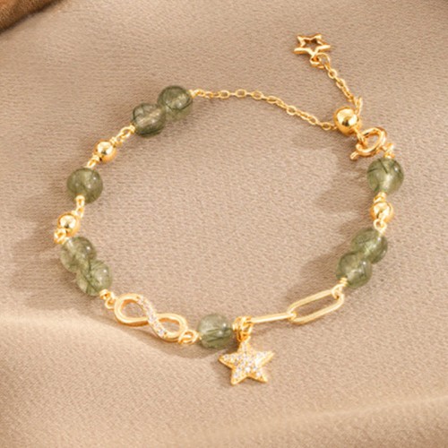 14K Gold Green Rutilated Quartz Eternal Love Bracelet 14K Gold Green Rutilated Quartz Eternal Love Bracelet
