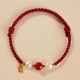Sterling Silver Good Fortune Agate Pearl Red String Bracelet