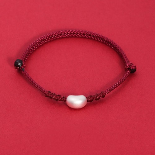 999 Silver Bean Design Luck Connection Braided Bracelet 999 Silver Bean Design Luck Connection Braided Bracelet