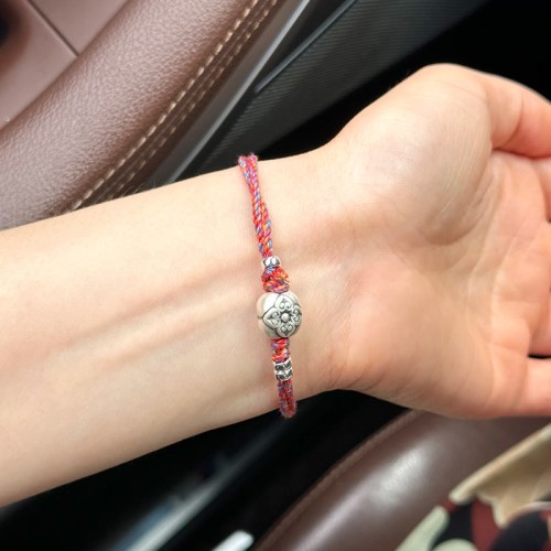999 Sterling Silver Persimmon Luck Braided Bracelet 999 Sterling Silver Persimmon Luck Braided Bracelet
