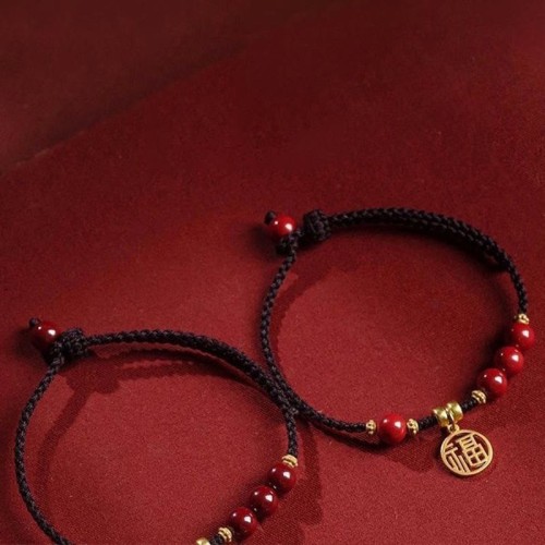 Cinnabar Fu Character Charm Blessing Bracelet Cinnabar Fu Character Charm Blessing Bracelet