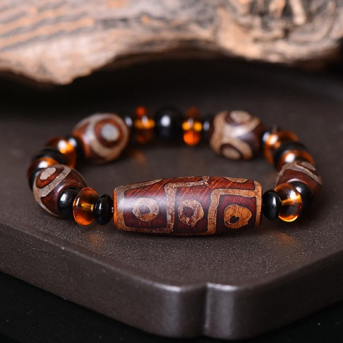 Tibetan Retro Nine-Eye Dzi Bead Blessings Bracelet Tibetan Retro Nine-Eye Dzi Bead Blessings Bracelet