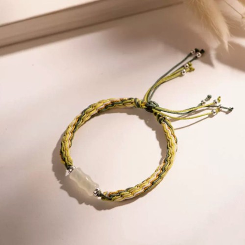 White Jade Bamboo Reincarnation Knot Bracelet White Jade Bamboo Reincarnation Knot Bracelet