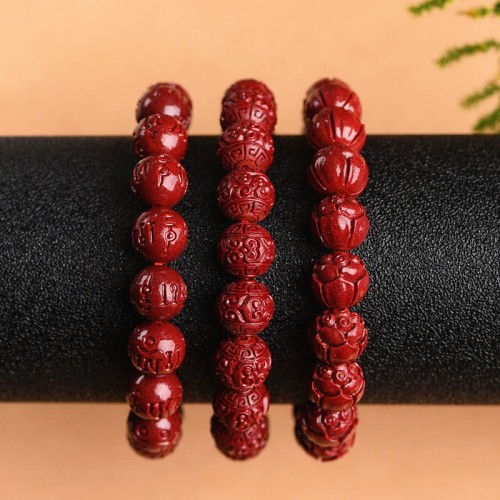 Cinnabar Om Mani Padme Hum Lotus Bracelet