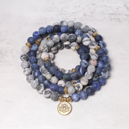108 Natural Stone Lotus Pendant Bracelet 108 Natural Stone Lotus Pendant Bracelet