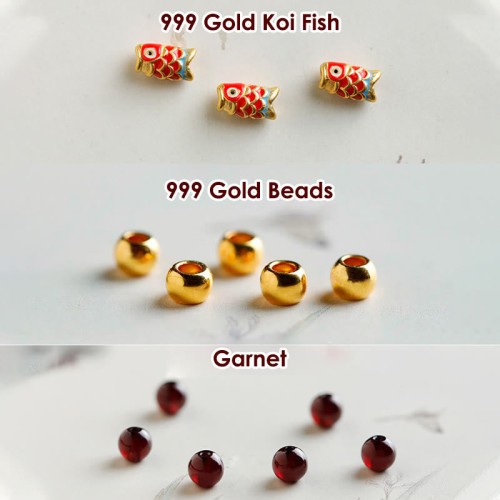999 Gold Koi Fish Garnet Protection Bracelet 999 Gold Koi Fish Garnet Protection Bracelet