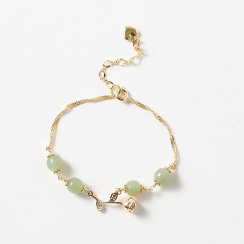 Gold Plated Hetian Jade Golden Rose Luck Bracelet Gold Plated Hetian Jade Golden Rose Luck Bracelet