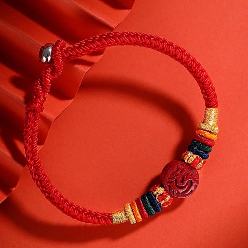 Year of the Dragon 925 Silver Cinnabar Auspicious Bracelet Year of the Dragon 925 Silver Cinnabar Auspicious Bracelet