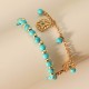 2Pcs Turquoise Stone Flower Protection Bracelet 2Pcs Turquoise Stone Flower Protection Bracelet