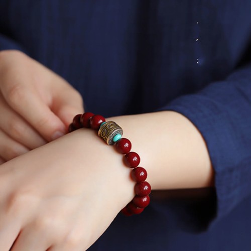 925 Silver Buddha Cinnabar Om Mani Padme Hum Bracelet 925 Silver Buddha Cinnabar Om Mani Padme Hum Bracelet