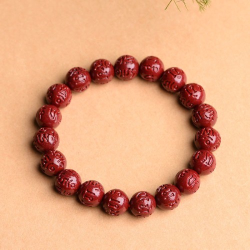 Cinnabar Om Mani Padme Hum Lotus Bracelet