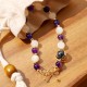 Amethyst Cat Eye Black Rutilated Quartz Bead Bracelet