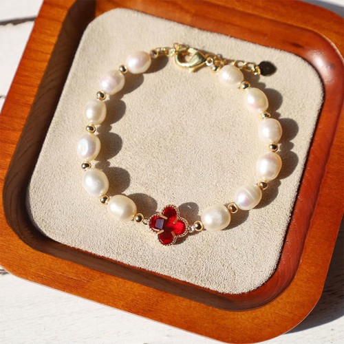 Pearl Four Leaf Clover Wealth Bracelet Pearl Four Leaf Clover Wealth Bracelet