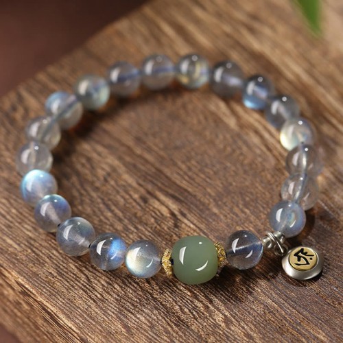 Zodiac Buddha Moonstone Hetian Jade Bracelet Zodiac Buddha Moonstone Hetian Jade Bracelet