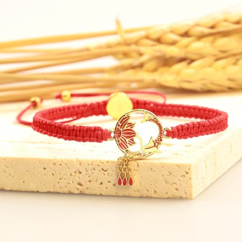 Handmade Lotus Koi Fish Lucky Red Bracelet Handmade Lotus Koi Fish Lucky Red Bracelet