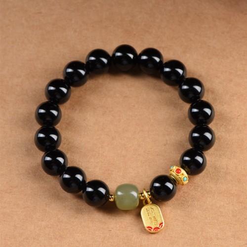 Black Onyx Hetian Jade Lucky Charm Bracelet Black Onyx Hetian Jade Lucky Charm Bracelet