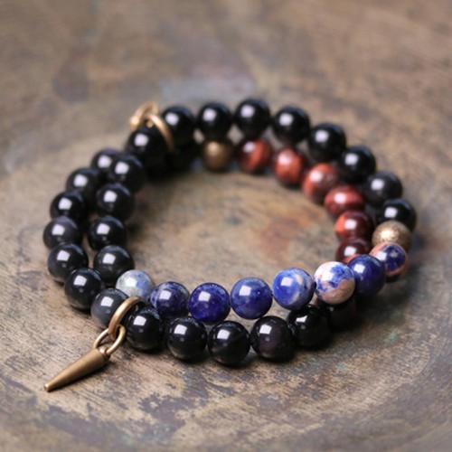 Black Obsidian Sodalite Strength Couple Bracelet Black Obsidian Sodalite Strength Couple Bracelet