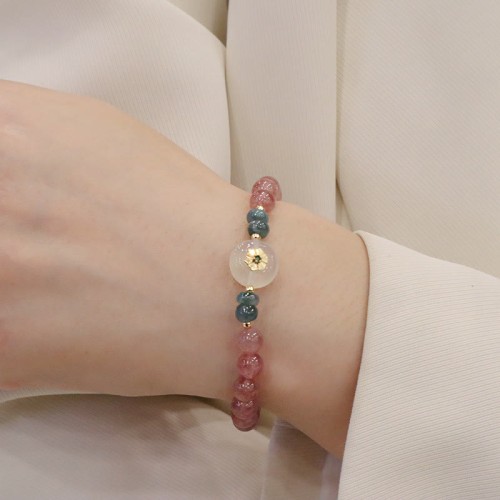 Strawberry Quartz Chalcedony Jade Healing Bracelet
