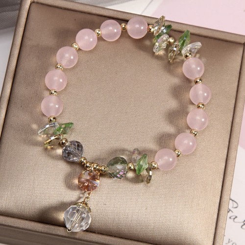 Cat's Eye Pink Crystal Peace Charm Bracelet Cat's Eye Pink Crystal Peace Charm Bracelet