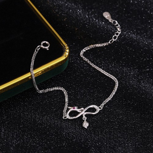 Year of the Dragon 999 Sterling Silver Zircon Knot Charm Bracelet Year of the Dragon 999 Sterling Silver Zircon Knot Charm Bracelet