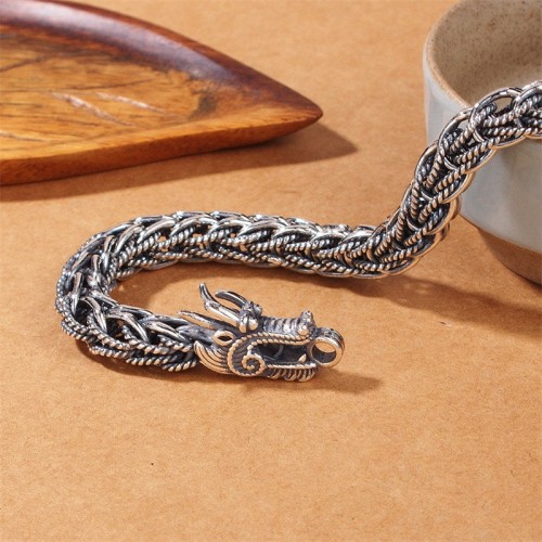 925 Sterling Silver Dragon Success Strength Bangle
