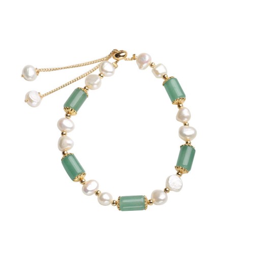 Green Aventurine Pearl Pink Crystal Luck Bracelet Green Aventurine Pearl Pink Crystal Luck Bracelet