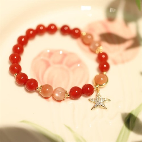 Sunstone Peach Moonstone Red Agate Crystal Star Bracelet Sunstone Peach Moonstone Red Agate Crystal Star Bracelet