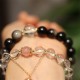 Silver Sheen Obsidian Pink Crystal Yin Yang Couple Bracelet Silver Sheen Obsidian Pink Crystal Yin Yang Couple Bracelet