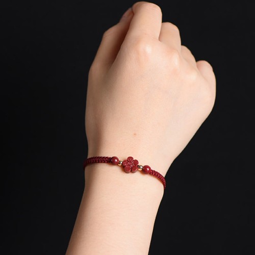 Four Leaf Clover Cinnabar Blessing Bracelet Four Leaf Clover Cinnabar Blessing Bracelet
