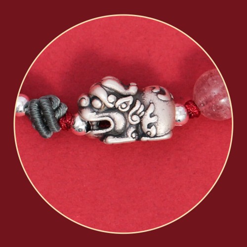 999 Sterling Silver PiXiu Strawberry Quartz Wealth Bracelet 999 Sterling Silver PiXiu Strawberry Quartz Wealth Bracelet