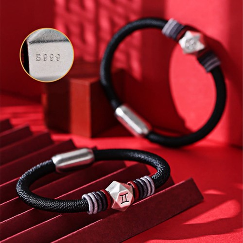 999 Sterling Silver Zodiac Blessing Handmade String Bracelet 999 Sterling Silver Zodiac Blessing Handmade String Bracelet