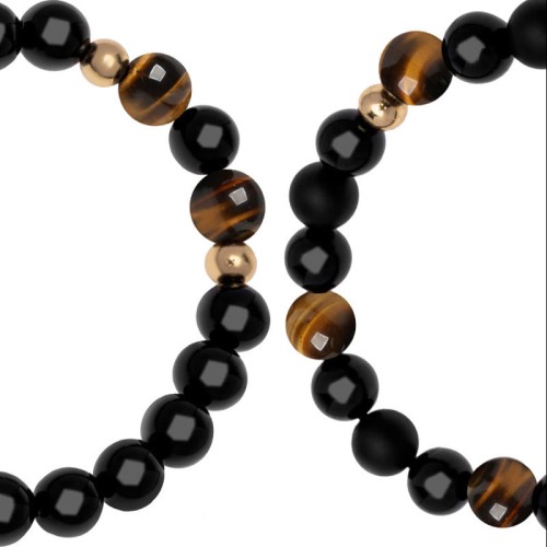 Black Onyx Tiger Eye Lion Protection Bracelet