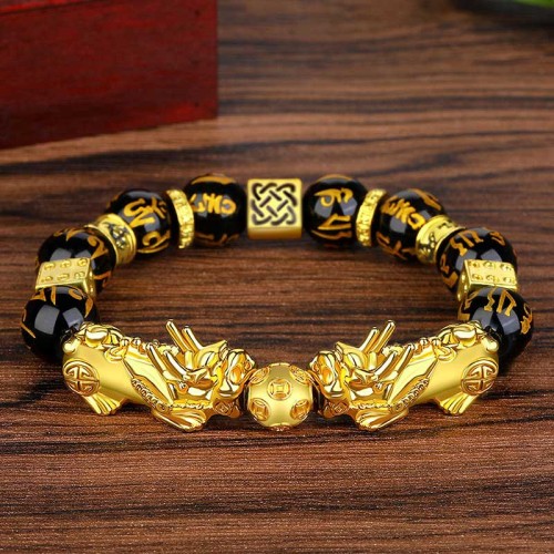Double PiXiu Obsidian Om Mani Padme Hum Bracelet Double PiXiu Obsidian Om Mani Padme Hum Bracelet