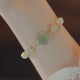 14K Gold Hetian Jade Rose Flower Luck Chain Bracelet 14K Gold Hetian Jade Rose Flower Luck Chain Bracelet