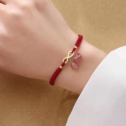 Strawberry Quartz Endless Knot Love Healing Bracelet